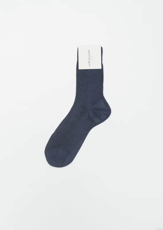 One Ribbed Socks — Blu Melange sold by La Garconne