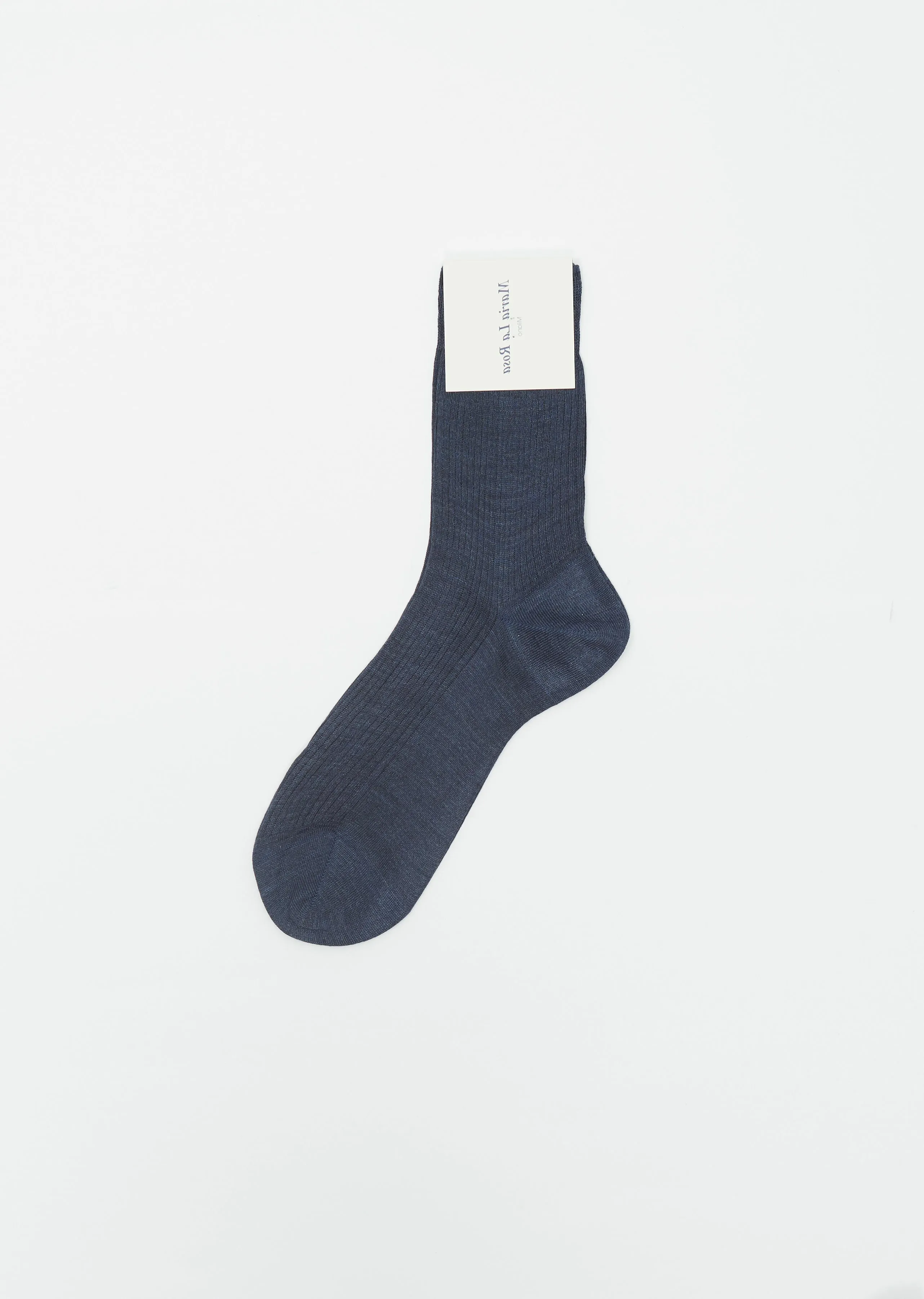 One Ribbed Socks — Blu Melange sold by La Garconne