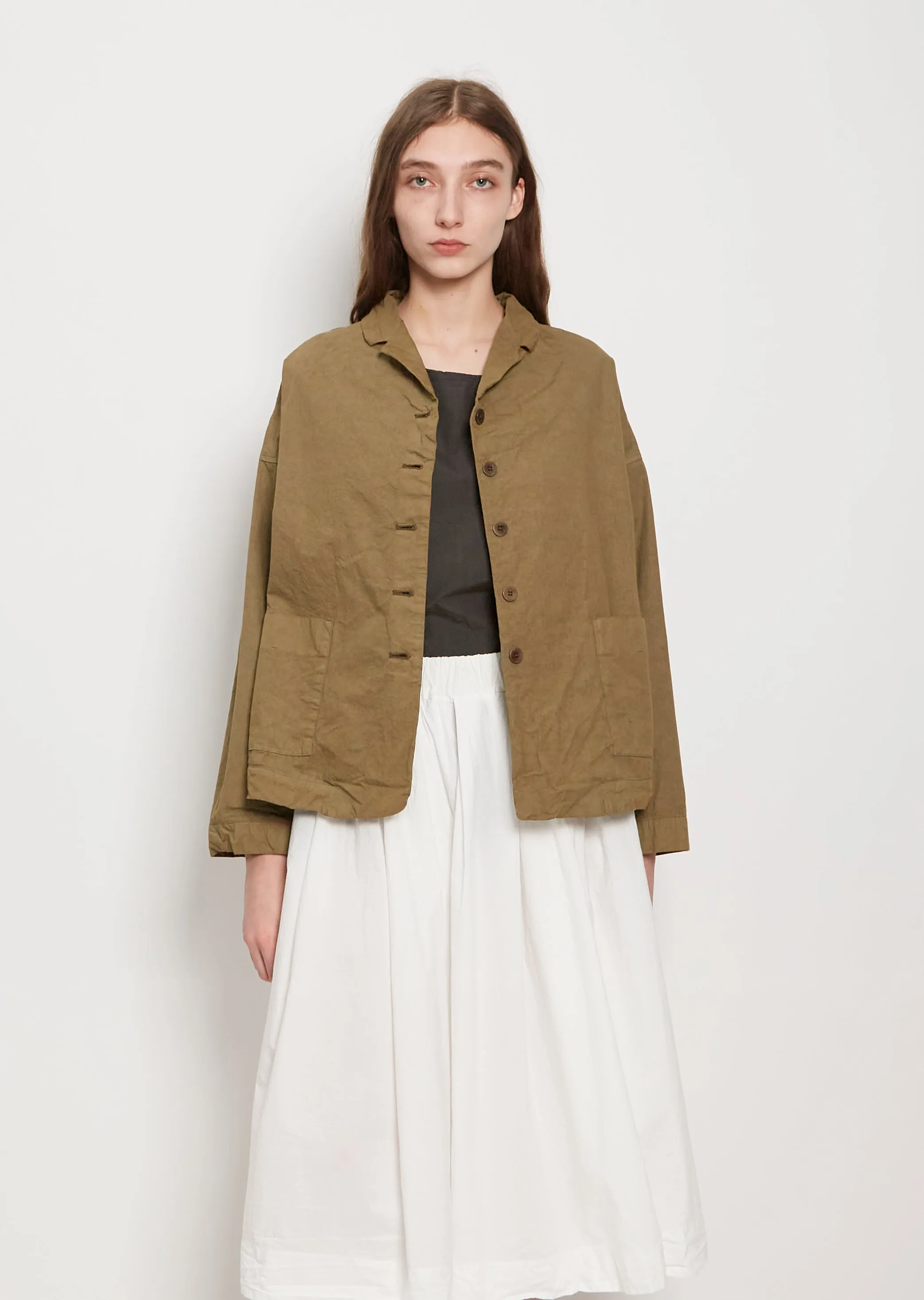 Cotton Canvas Loose Blazer — Khaki sold by La Garconne