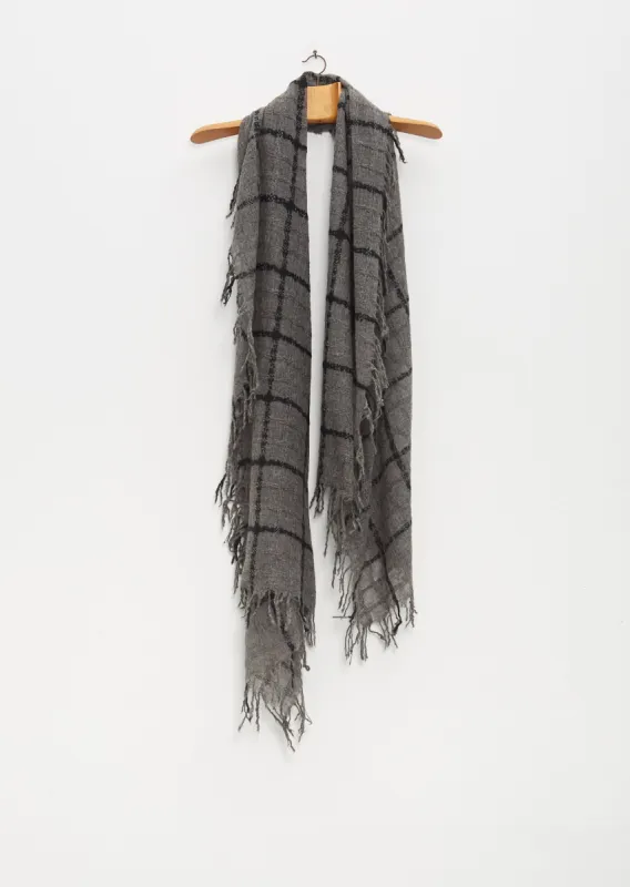 Plaid Cashmere Scarf — Grey sold by La Garconne