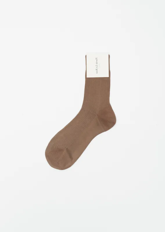 One Ribbed Socks — Cacao sold by La Garconne