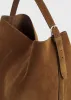 Belted Suede Tote — Tan sold by La Garconne