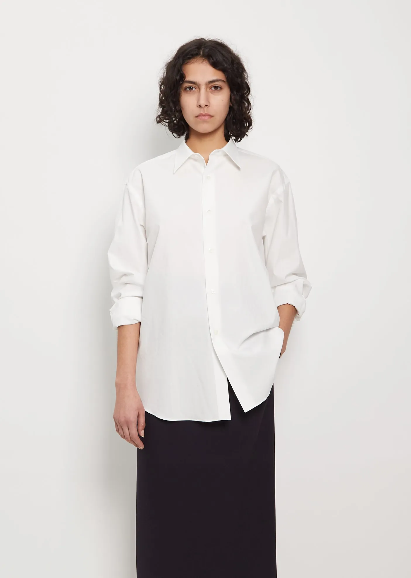 Cotton Twill Shirt — White sold by La Garconne
