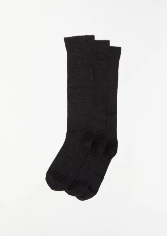 Tall Sock Set — Black Melange sold by La Garconne