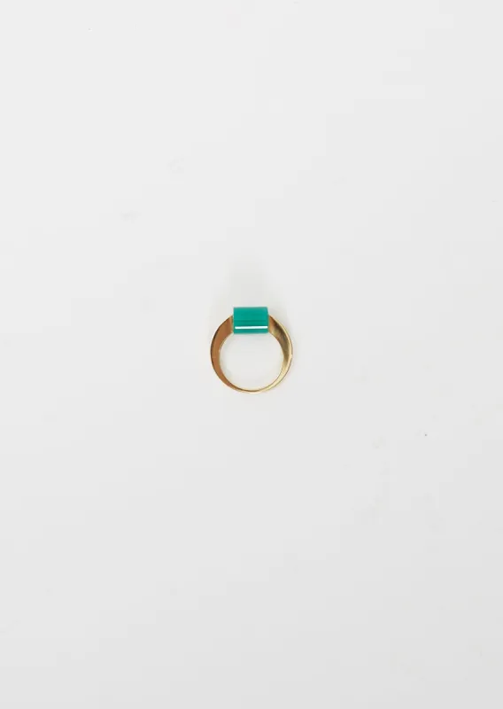 Deco Cilindro Ring — Green Agate sold by La Garconne