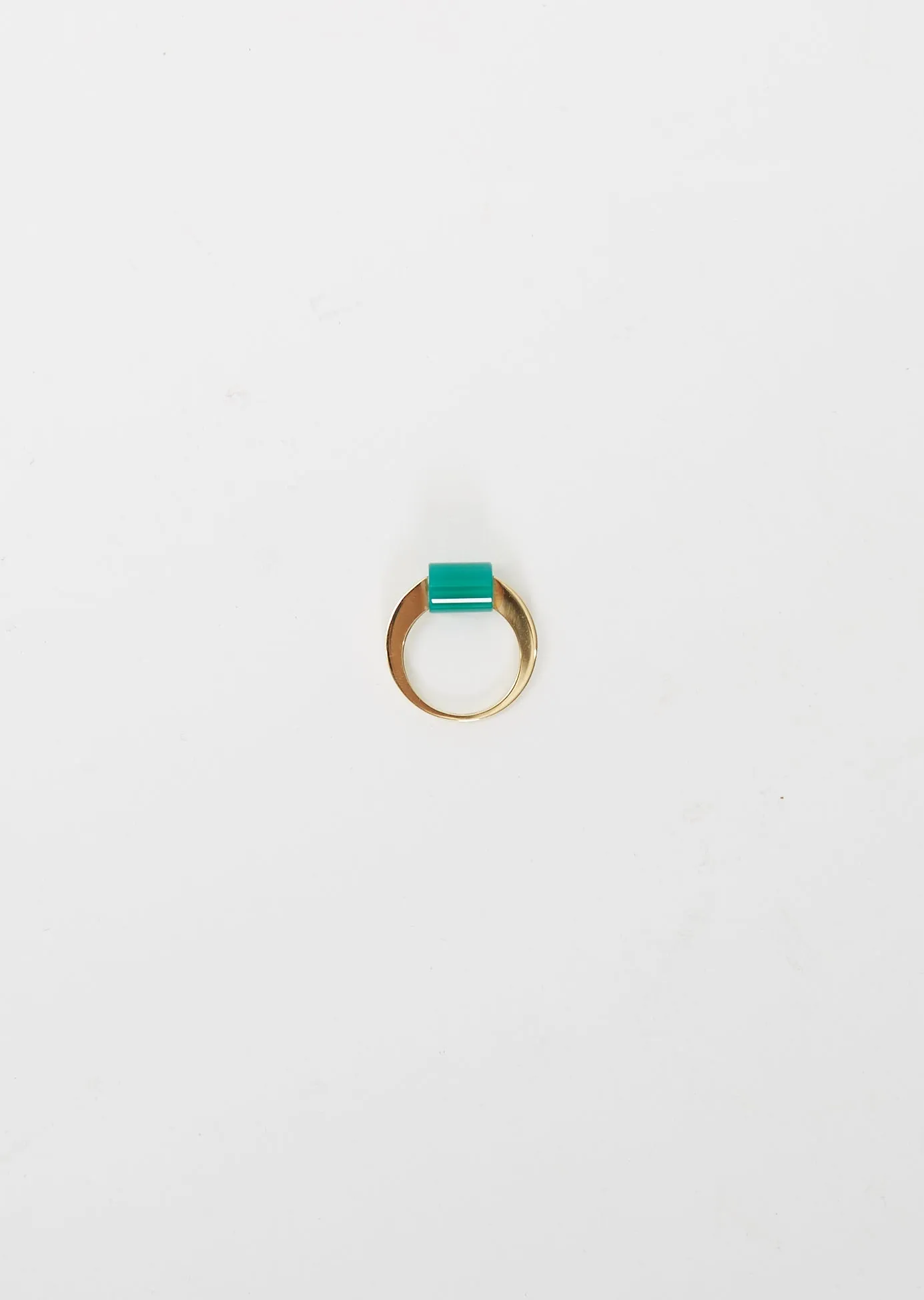 Deco Cilindro Ring — Green Agate sold by La Garconne