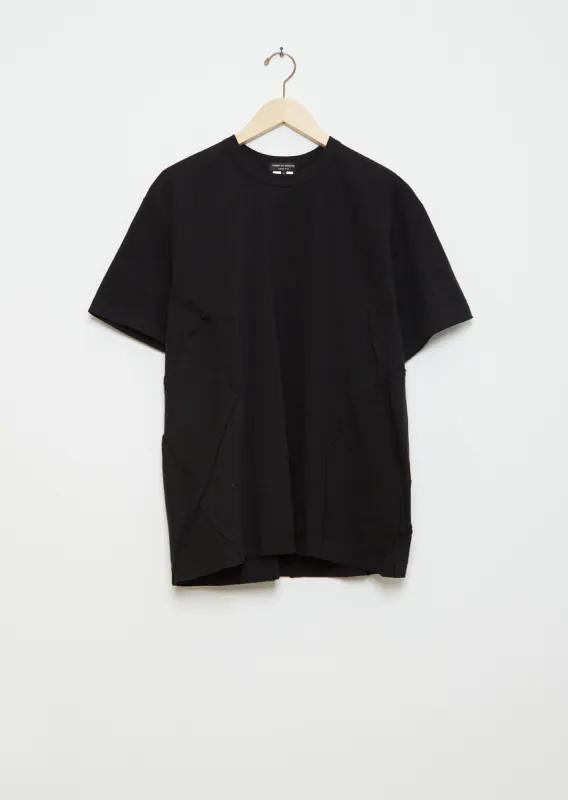Stitch Paneled T-Shirt — Black sold by La Garconne
