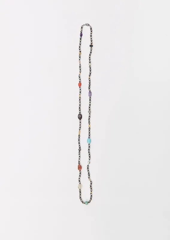 Black Agate Stripe Beaded Necklace 100cm sold by La Garconne