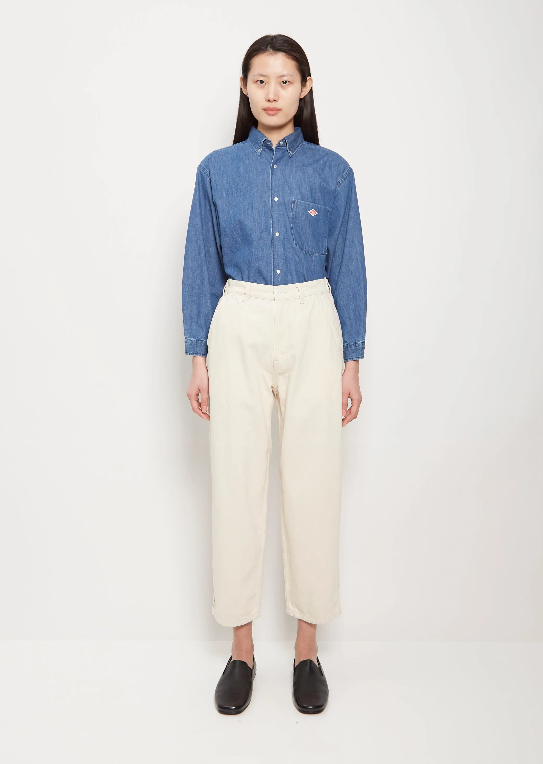 Cotton Twill Easy Pants — Ecru sold by La Garconne