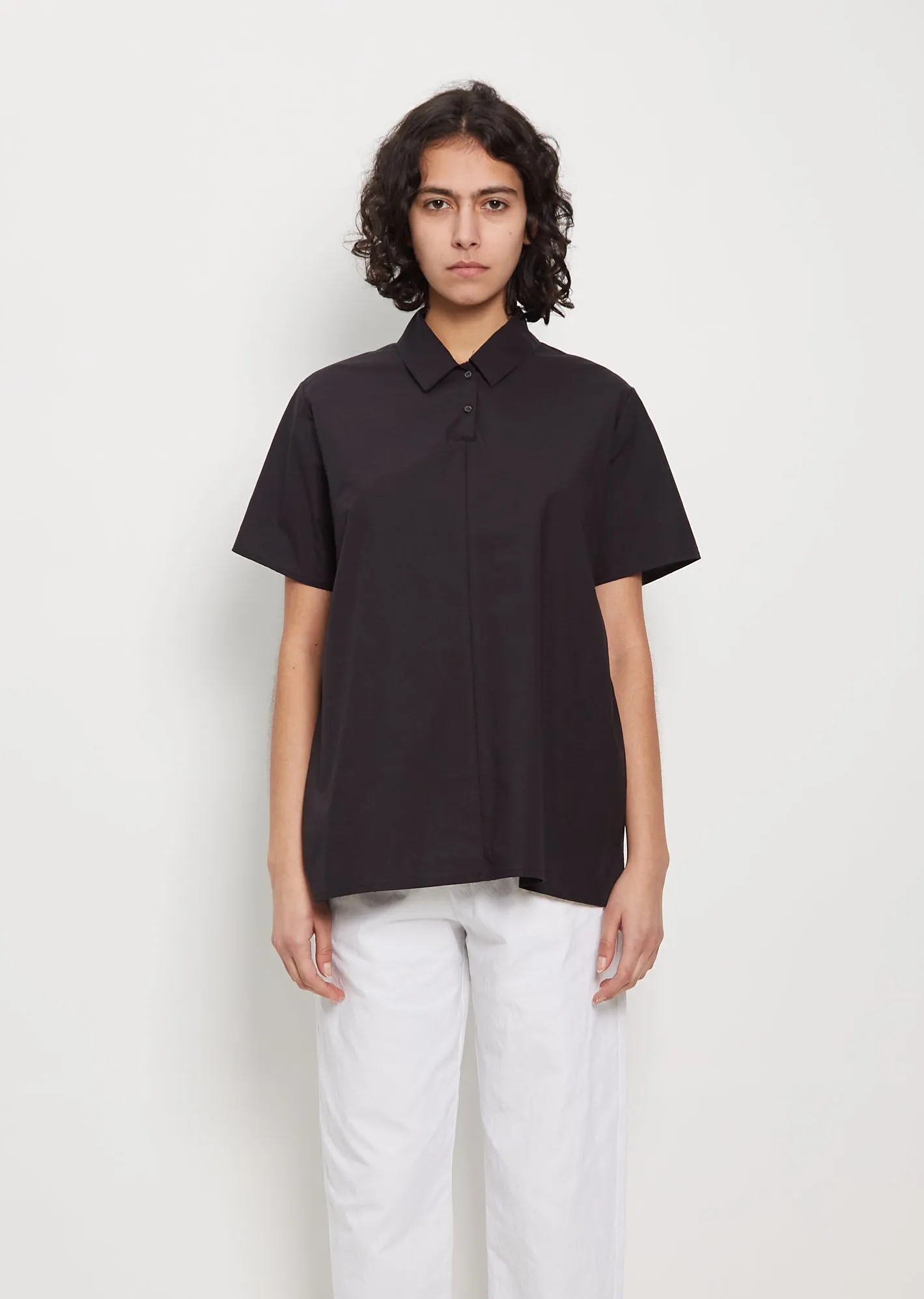 Mini Collar 2-Button Shirt — Dark sold by La Garconne