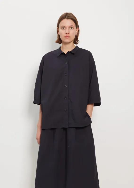 Uba Cotton Shirt — Navy sold by La Garconne