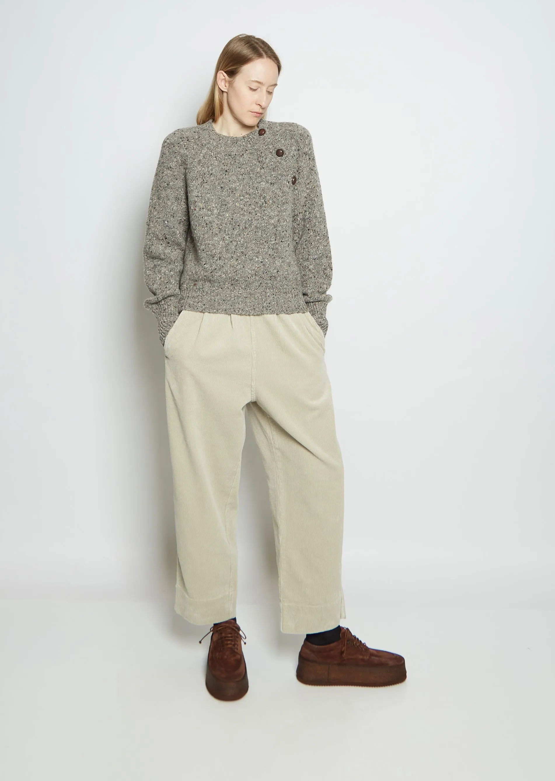 Merino Wool Button Raglan Crew Neck sold by La Garconne product image thumbnail 4