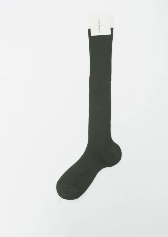 Knee High Wool Blend Socks — Green sold by La Garconne