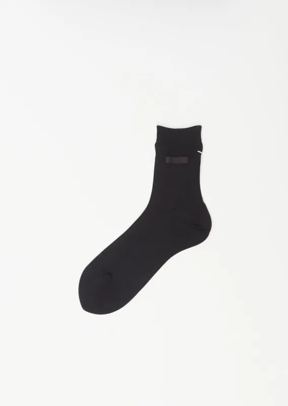 Bow Ribbed Socks — Black sold by La Garconne