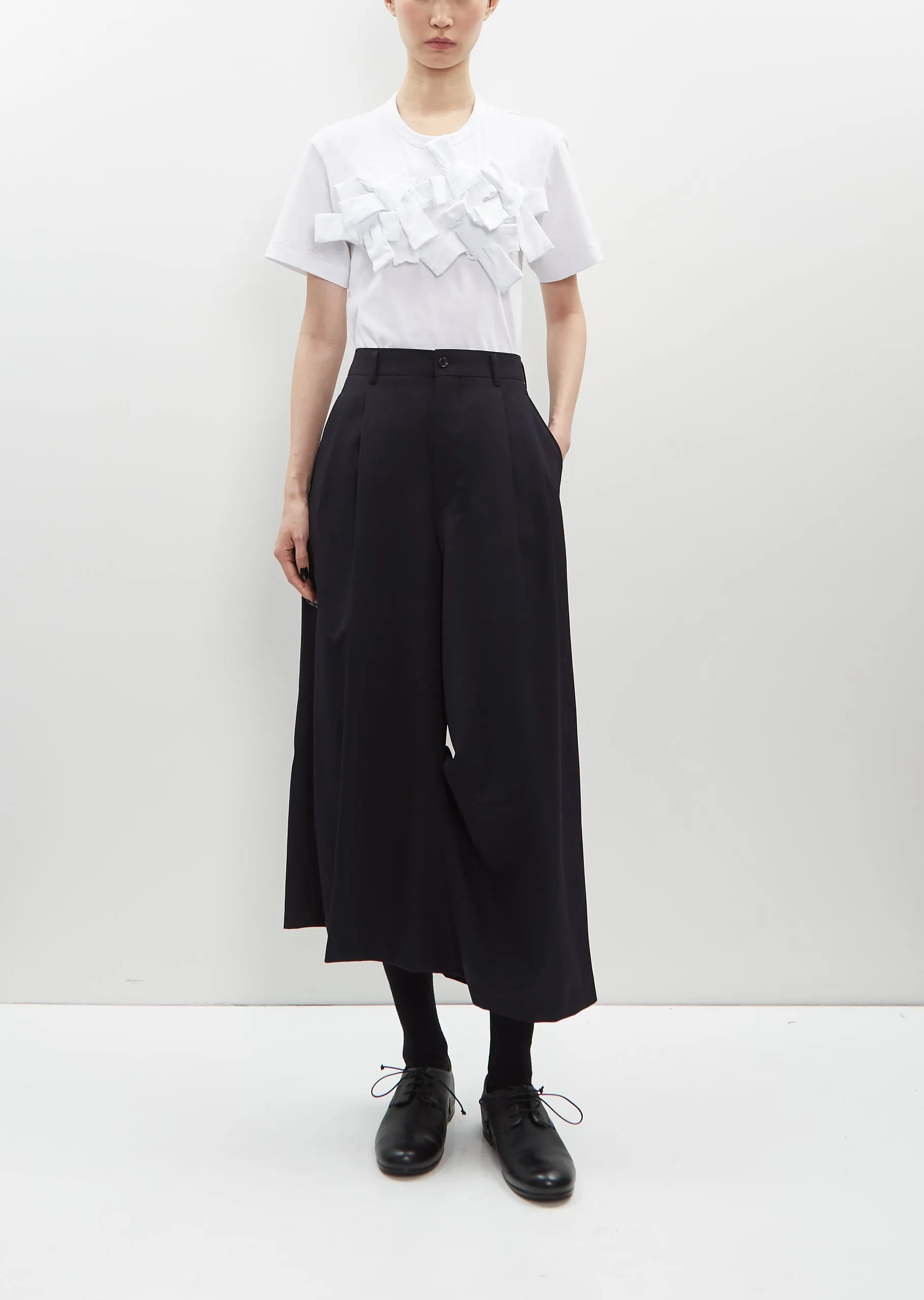 Wool Gabardine Cropped Pants sold by La Garconne