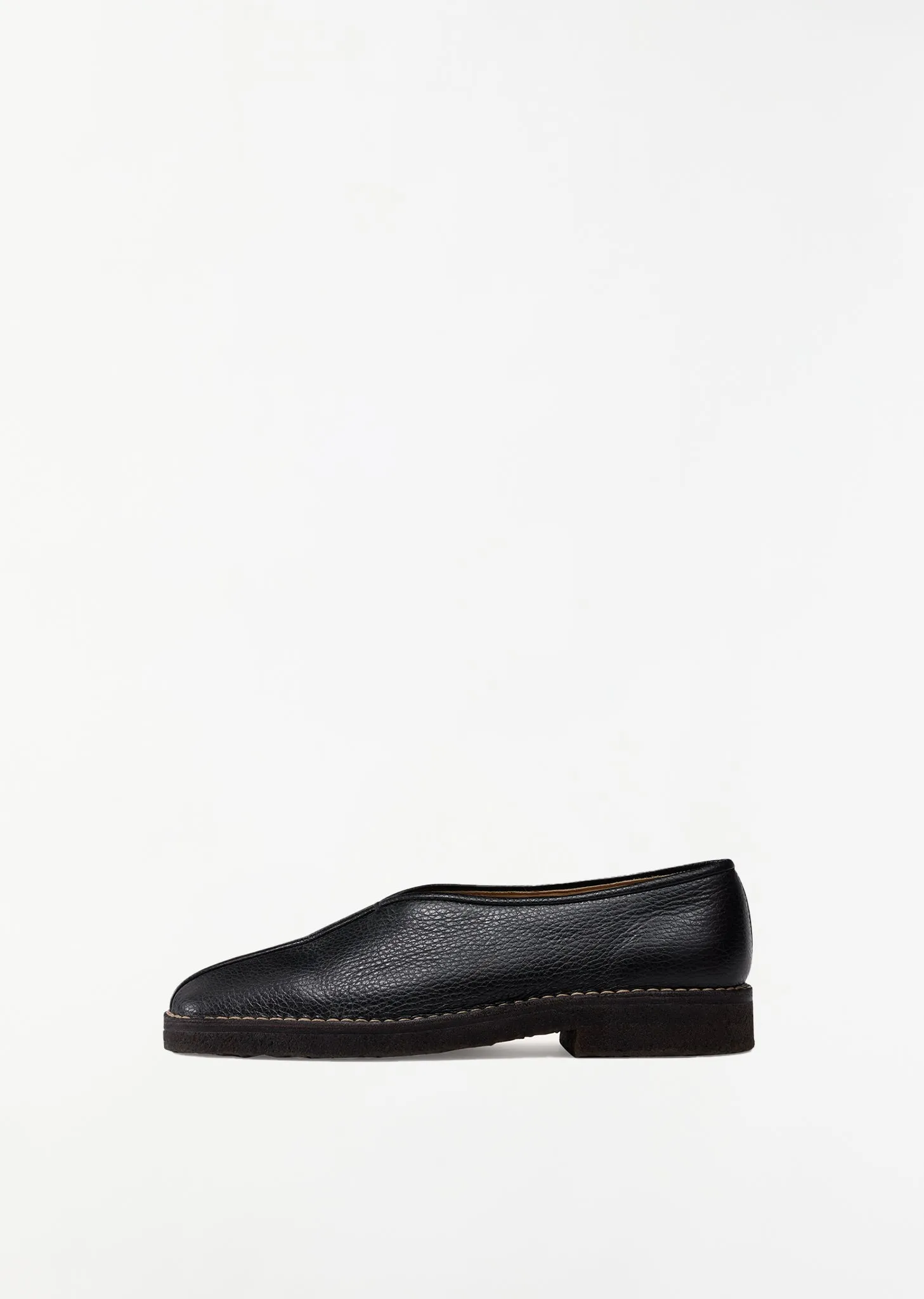 Piped Crepe Loafers — Black sold by La Garconne