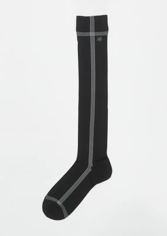 Side Line Silk High Socks — Black sold by La Garconne