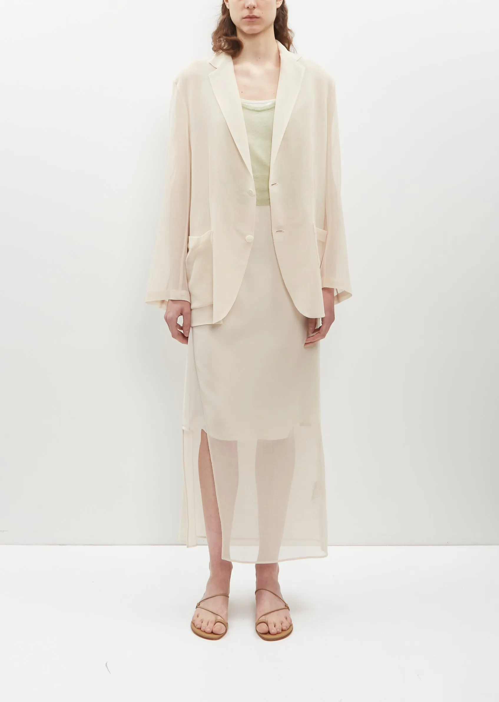 Recycled Wool Blend Leno Sheer Jacket — Ivory sold by La Garconne product image thumbnail 4