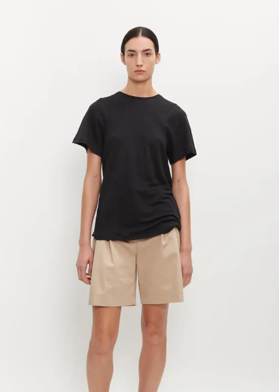 Curved Seam Linen Tee — Black sold by La Garconne