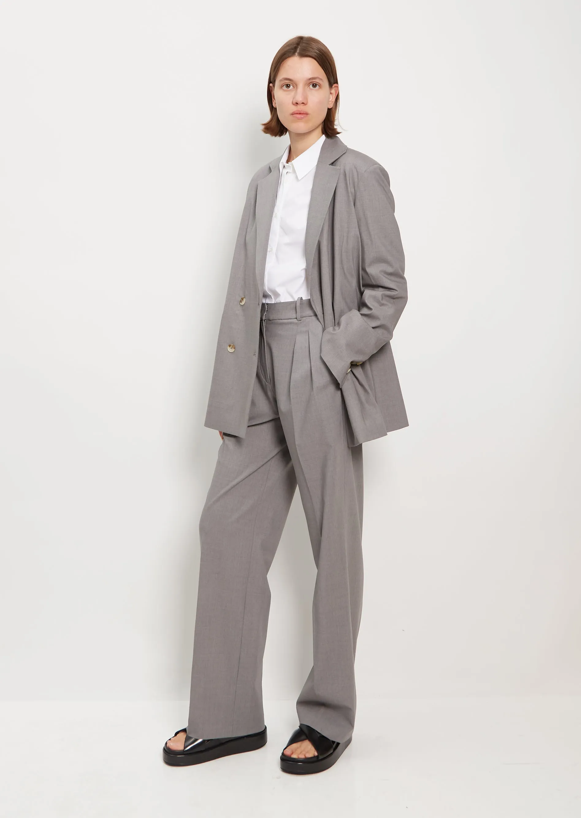 New Donau Wool Blazer — Grey Melange sold by La Garconne product image thumbnail 4