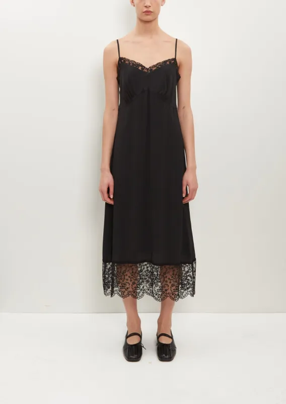 Slip Dress W/ Deep Lace Trim — Black sold by La Garconne