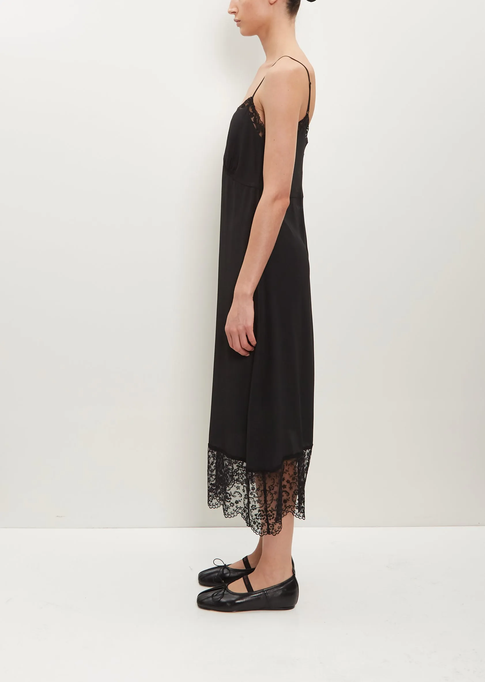 Slip Dress W/ Deep Lace Trim — Black sold by La Garconne product image thumbnail 2