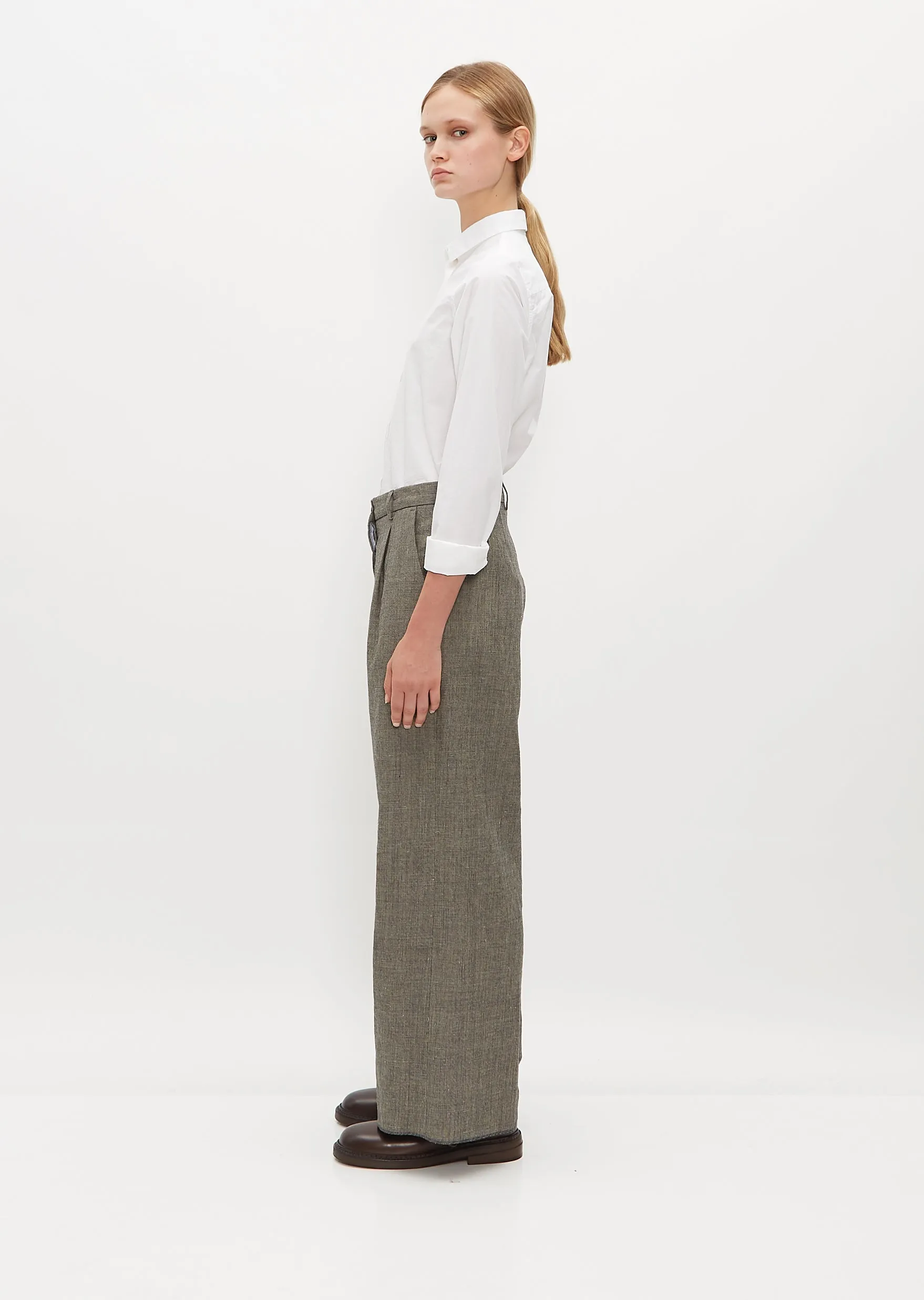 Wide Wool and Linen Farmer Pants — Grey sold by La Garconne product image thumbnail 2