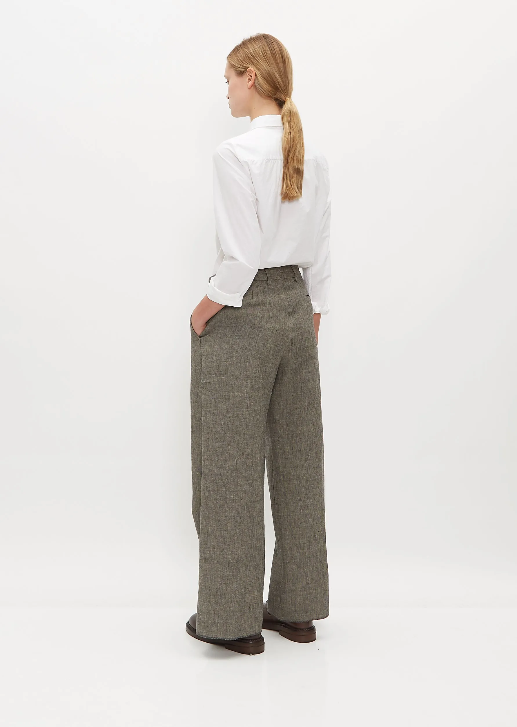 Wide Wool and Linen Farmer Pants — Grey sold by La Garconne product image thumbnail 3