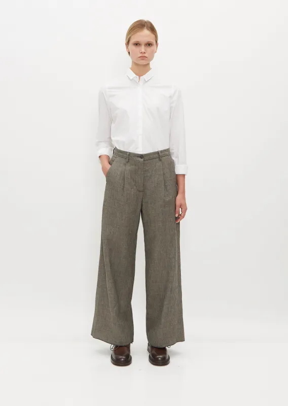 Wide Wool and Linen Farmer Pants — Grey sold by La Garconne