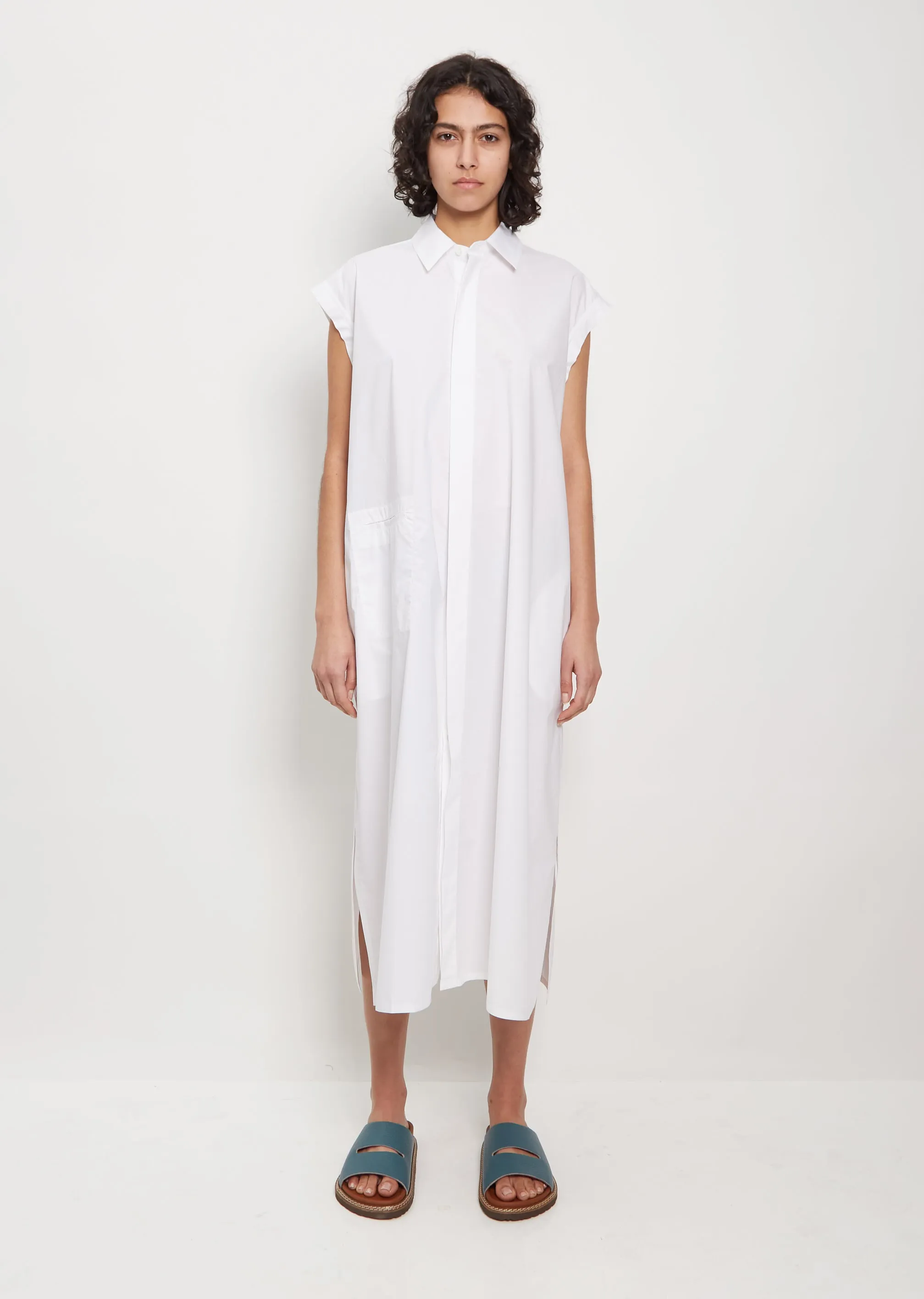 Deb Cotton Shirt Dress — White sold by La Garconne