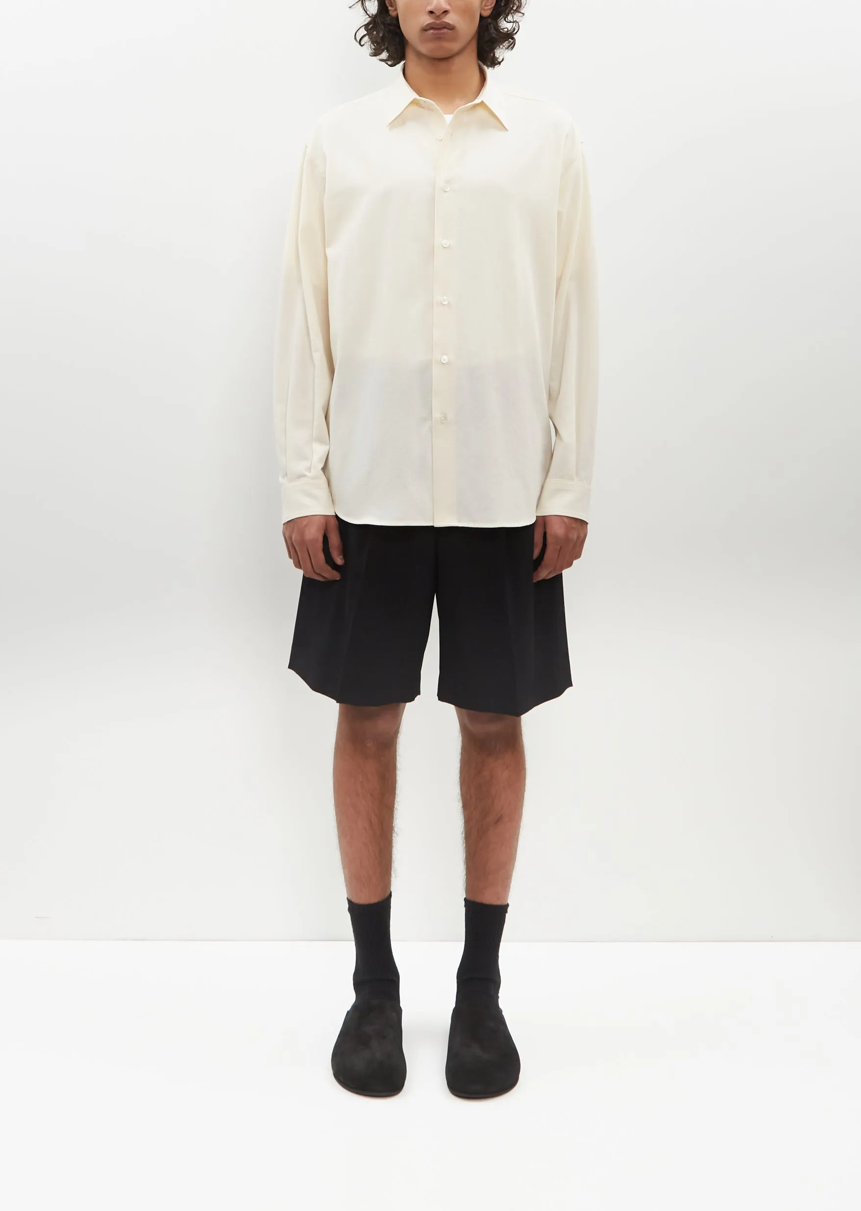 Hard Twist Cotton Silk Viyella Shirt — Ivory sold by La Garconne product image thumbnail 4