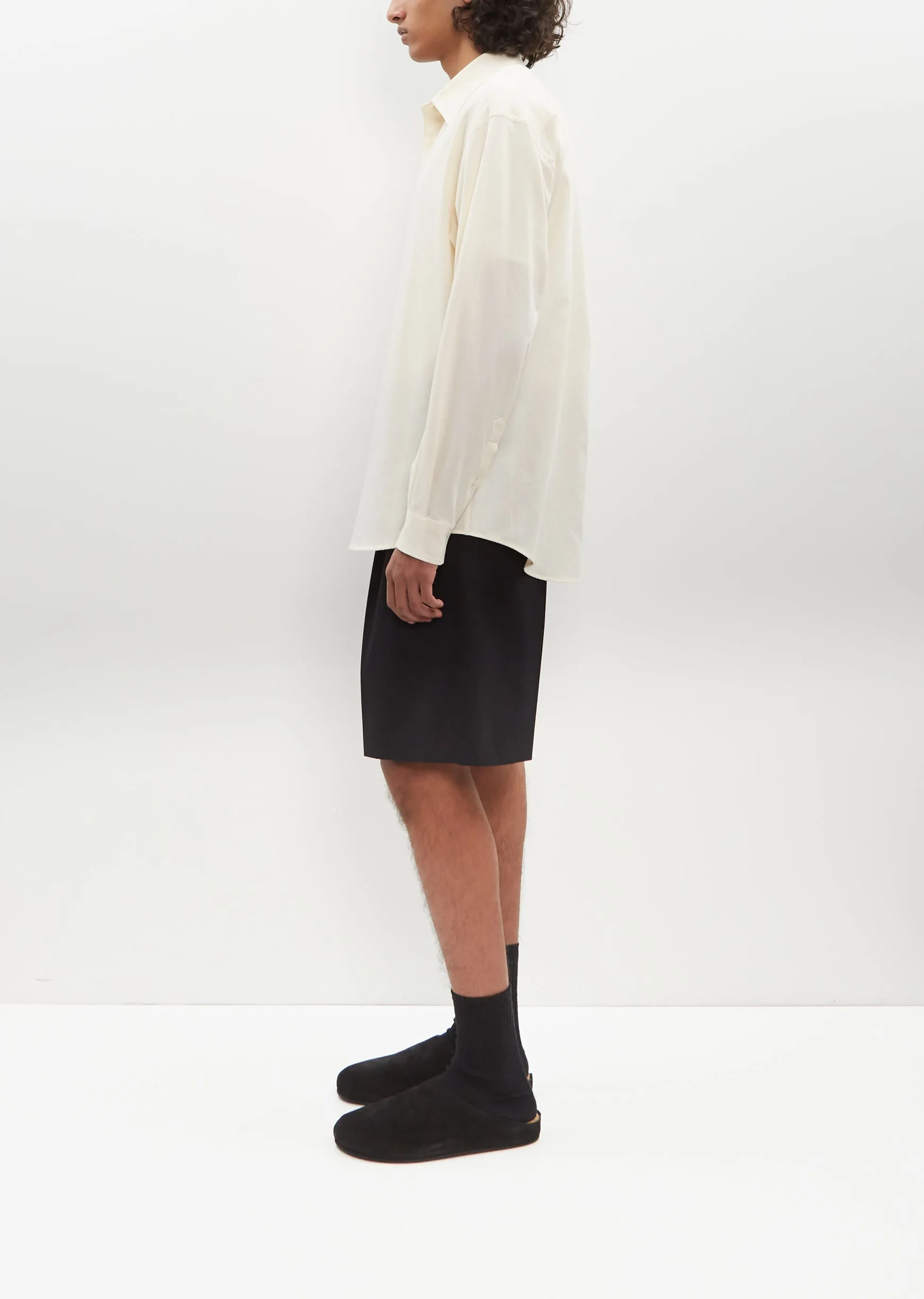 Hard Twist Cotton Silk Viyella Shirt — Ivory sold by La Garconne product image thumbnail 2