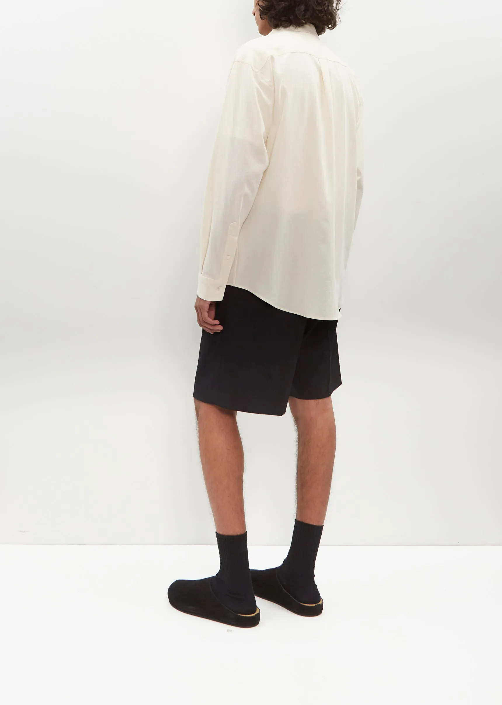 Hard Twist Cotton Silk Viyella Shirt — Ivory sold by La Garconne product image thumbnail 3