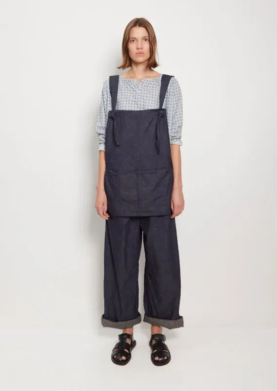 Denim Carpenter Overalls sold by La Garconne