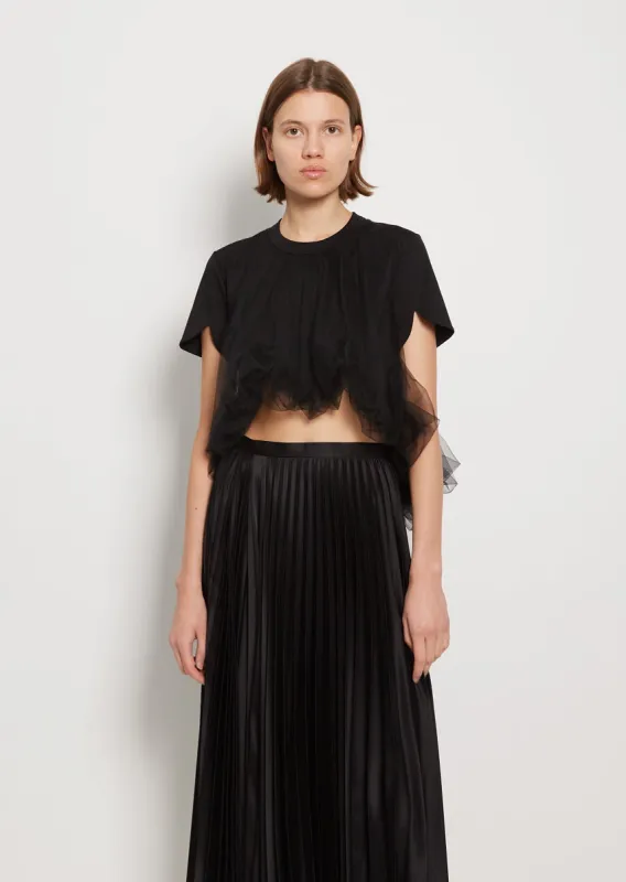 Cotton Ruffle Hem Top — Black sold by La Garconne