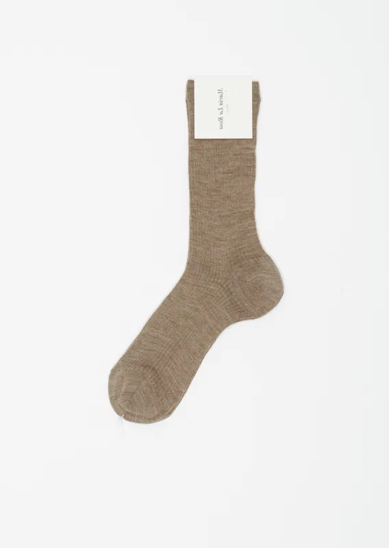 Wool Blend Socks — Dark Sand sold by La Garconne