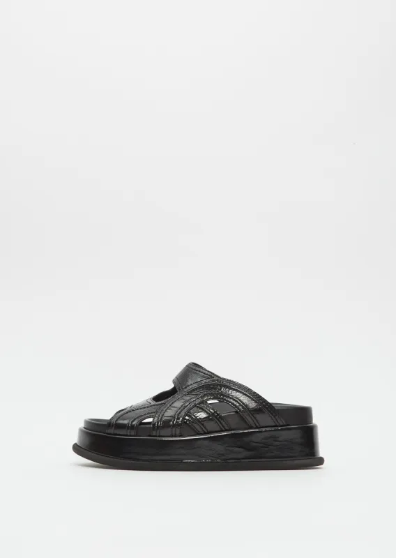 Leather Sandal — Black made by Dries Van Noten
