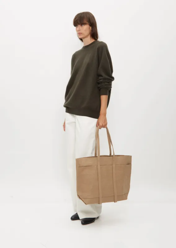 Washed Canvas 6-Pockets Tote — Taupe sold by La Garconne
