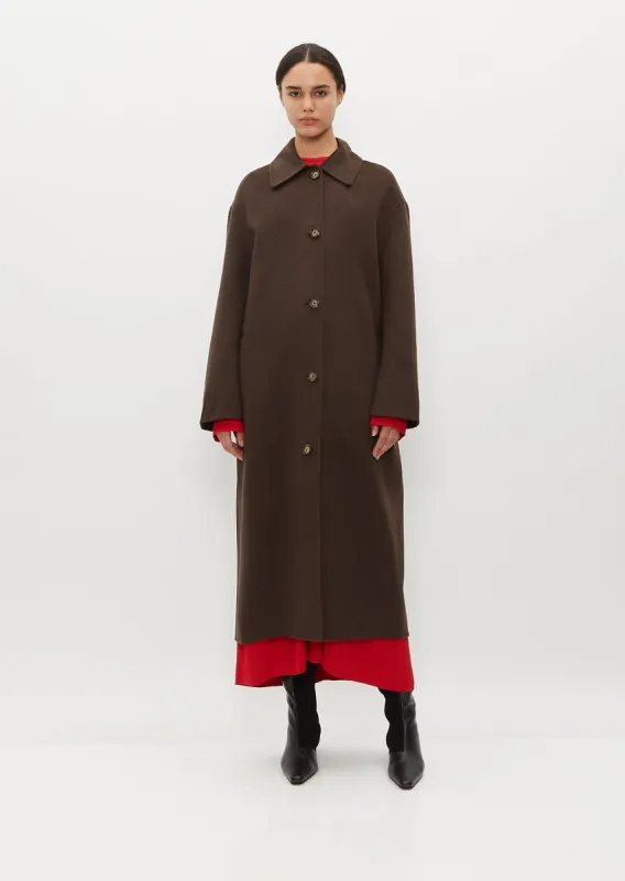 Doublé Wool Car Coat — Chocolate Melange sold by La Garconne