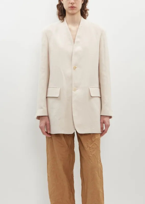 Double Cloth Linen Collarless Jacket sold by La Garconne