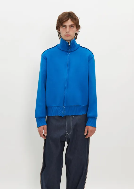 Rib Wool Blend Zip-Up Cardigan sold by La Garconne