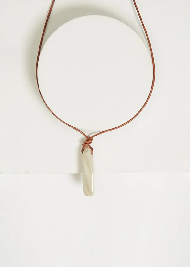 Agate Leather Cord Necklace sold by La Garconne