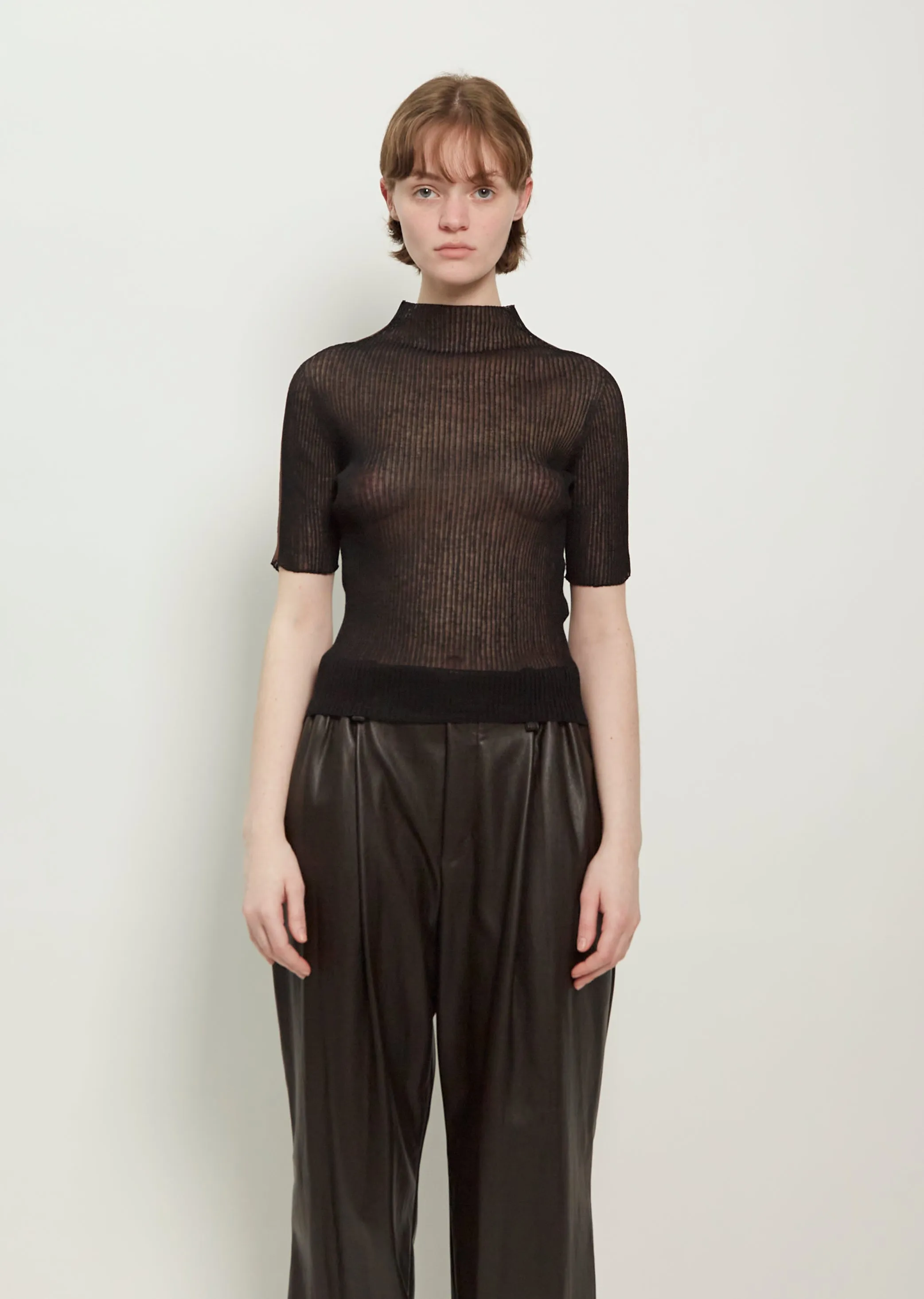 Sheer Heather Knit Top sold by La Garconne