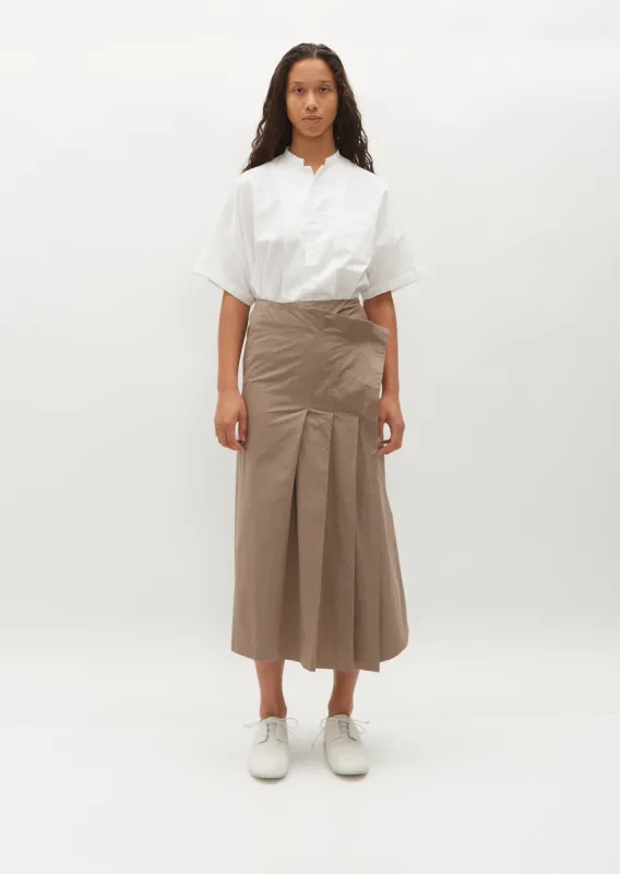Pleated Wrap Skirt — Beige sold by La Garconne