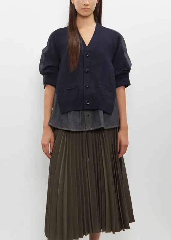 Denim x Knit Cardigan sold by La Garconne