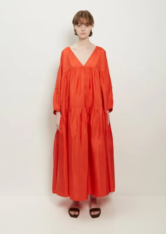 Airi Silk Habutai Maxi Dress — Tomato sold by La Garconne