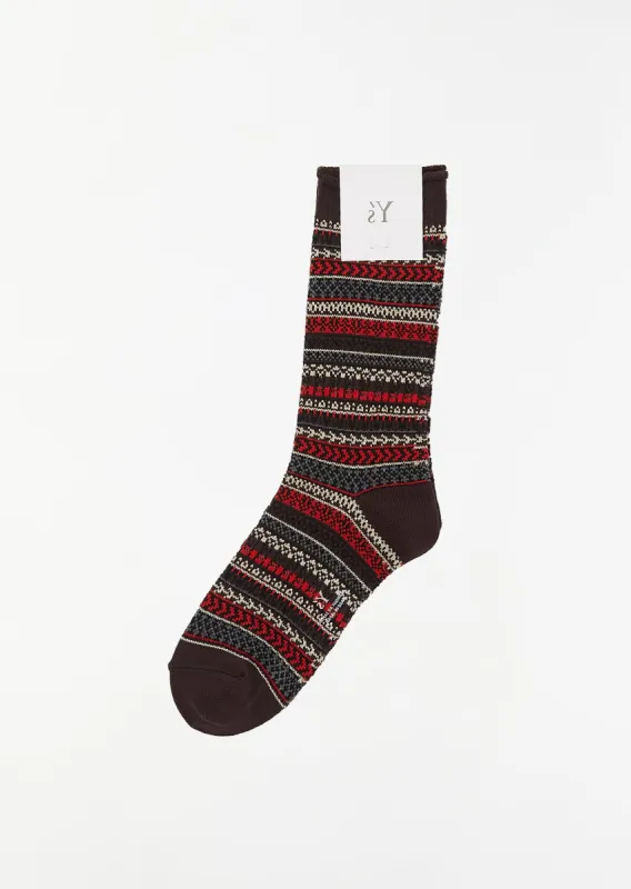 Fair Isle Pattern Socks — Brown sold by La Garconne