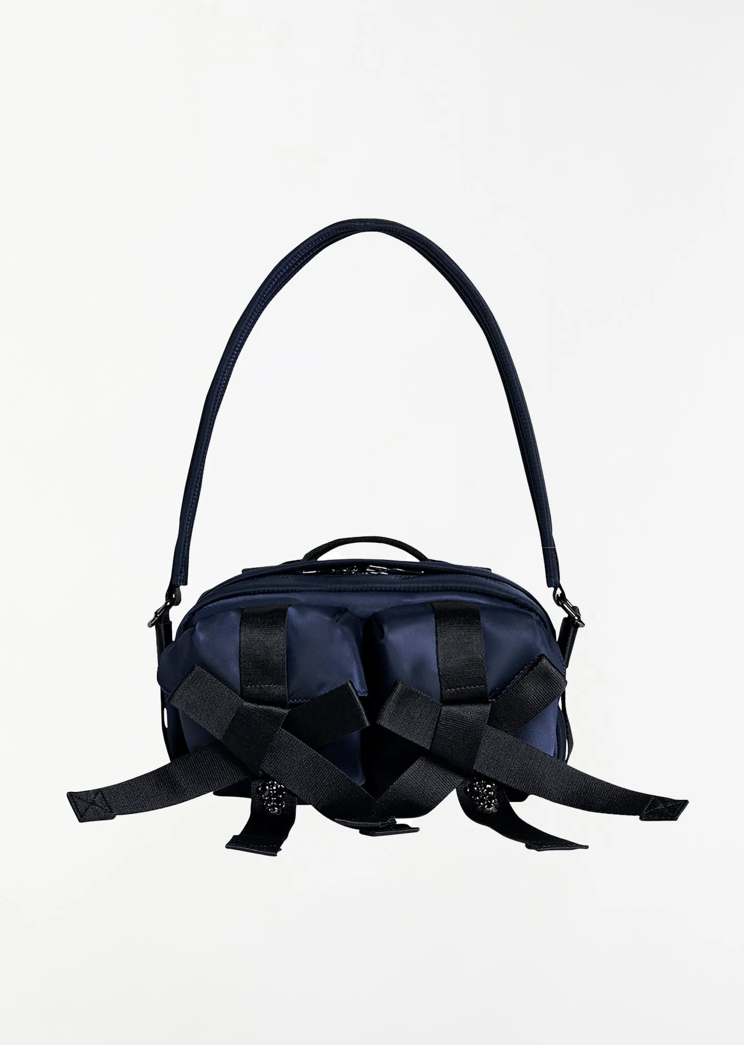 Beaded Classic Bow Crossbody Bag — Navy sold by La Garconne