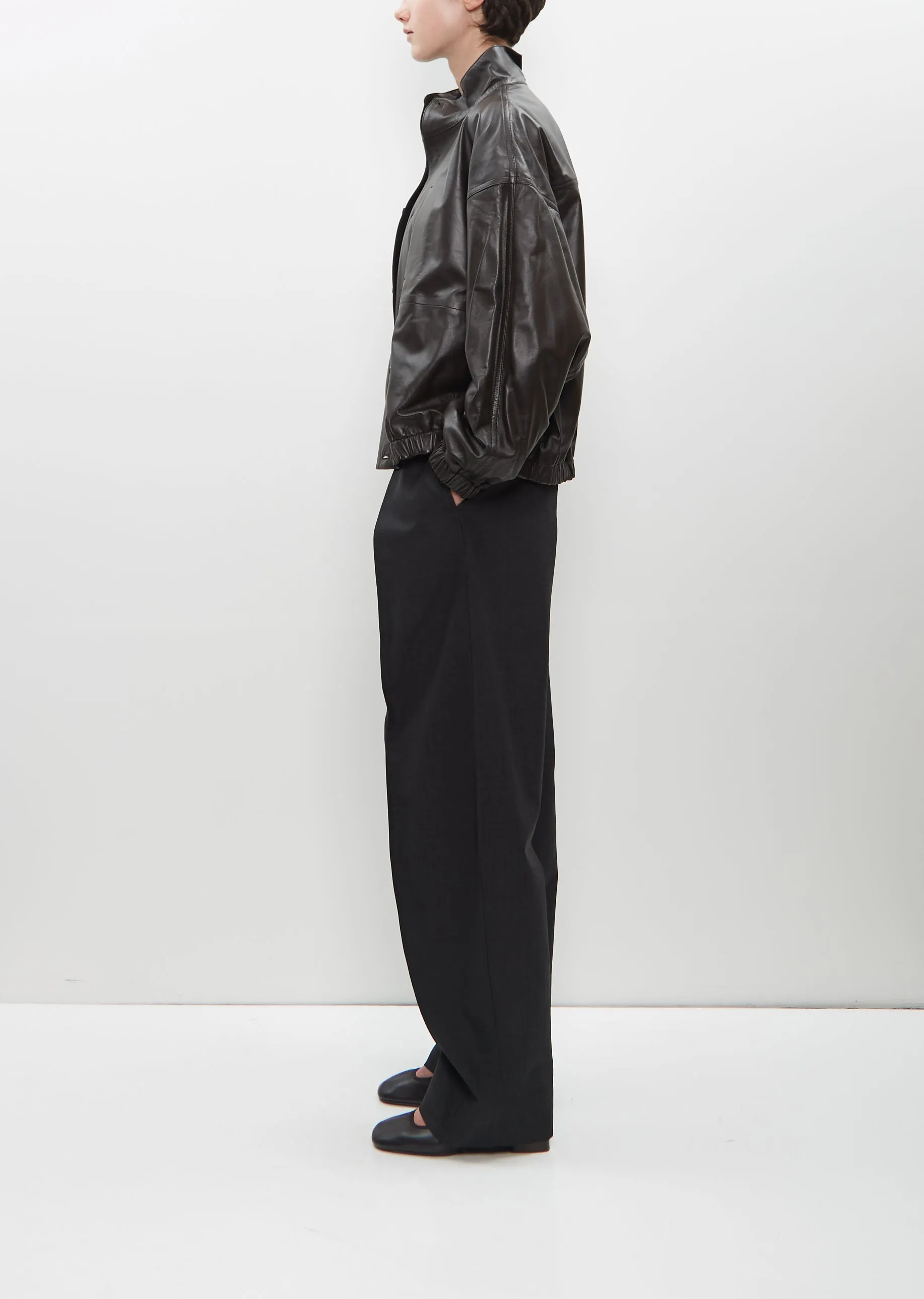 Stand Collar Leather Blouson sold by La Garconne product image thumbnail 2