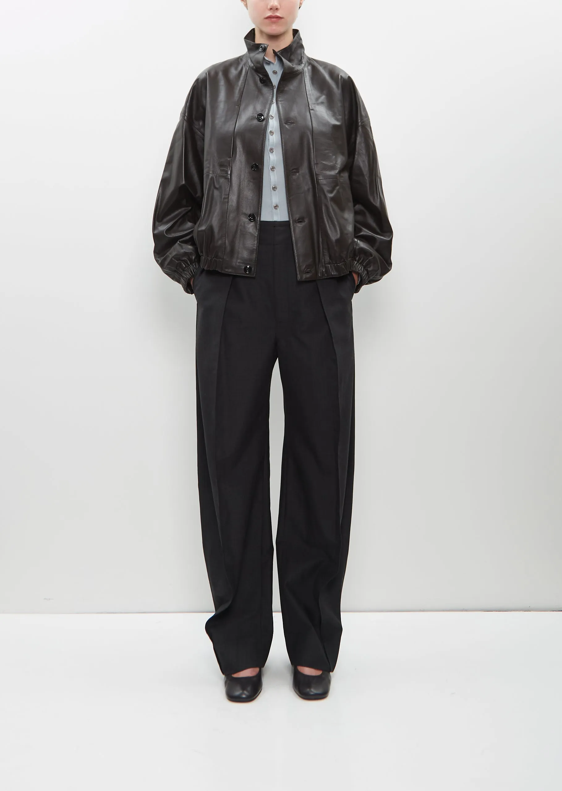 Stand Collar Leather Blouson sold by La Garconne product image thumbnail 4